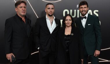 Ruben Dias has reportedly introduced Maya Jama to his mother Bernadette (second right)