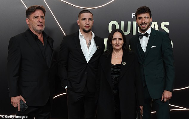 Ruben Dias has reportedly introduced Maya Jama to his mother Bernadette (second right)