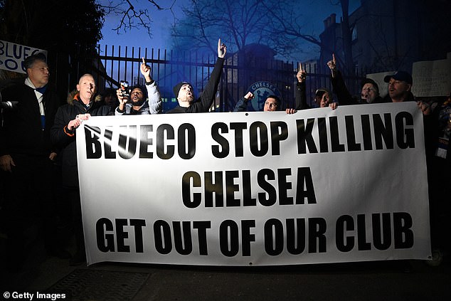 A group of Chelsea fans staged a protest against Boehly's BlueCo consortium earlier this year