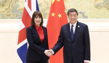 Sir Keir Starmer has been accused of appeasing Beijing by waving through plans for a new Chinese 'super-embassy' in London which will include 'spy dungeons' in the heart of the City. Pictured: Chinese Vice Premier He Lifeng and British Chancellor of the Exchequer Rachel Reeves