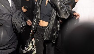 Bella Hadid, 28, looked incredible in black leather as she posed for snaps with fans after she filming for the upcoming FX series The Beauty in Paris on Saturday