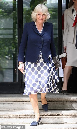 Camilla in her Anna Valentine polka dot dress in          Venice in 2009
