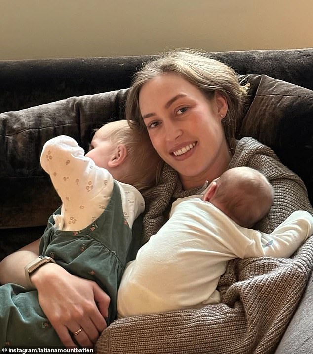 Lady Tatiana Mountbatten's family has grown after the arrival of her second child, Auberon, whose big sister Elodie is 'slowly getting used to him'