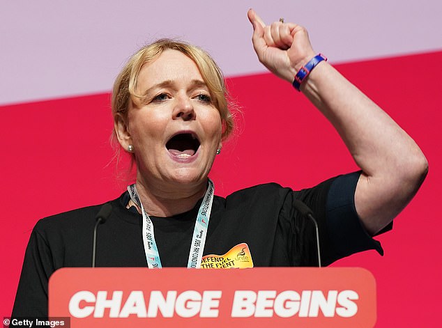 Unite general secretary Sharon Graham (pictured) took aim at Labour, saying they had peddlied lies and attacked workers' reputations