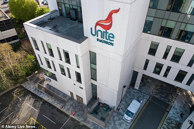 With a 60 per cent turnout, 97 per cent of Unite members who voted rejected the latest offer (Pictured: Unite Union's Birmingham head office on Jennens Road)