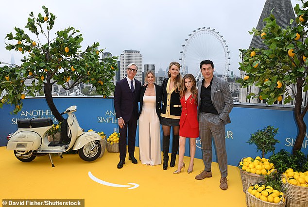 The pair were joined by fellow stars Paul Feig, Laura Fischer and Henry Golding as they posed for photos in front of the London Eye