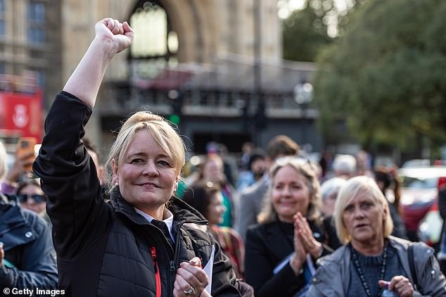 Unite leader Sharon Graham, pictured at a protest in 2024, lives in West London but has not let this stop her taking a central role in the strike