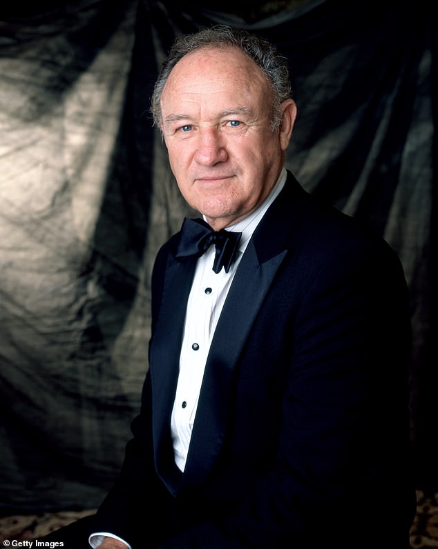 The funeral was reportedly preceded by a private memorial service for an intimate group family — including Hackman's three children — and close friends; Hackman pictured in LA in 1996