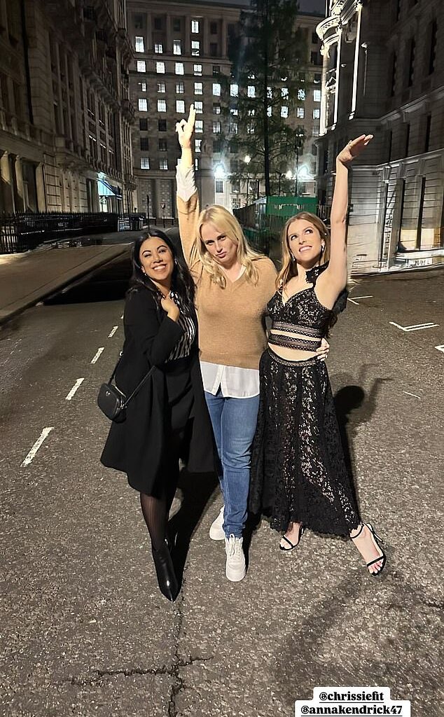 Rebel Wilson has reunited with her Pitch Perfect co-stars Anna Kendrick and Chrissie Fit