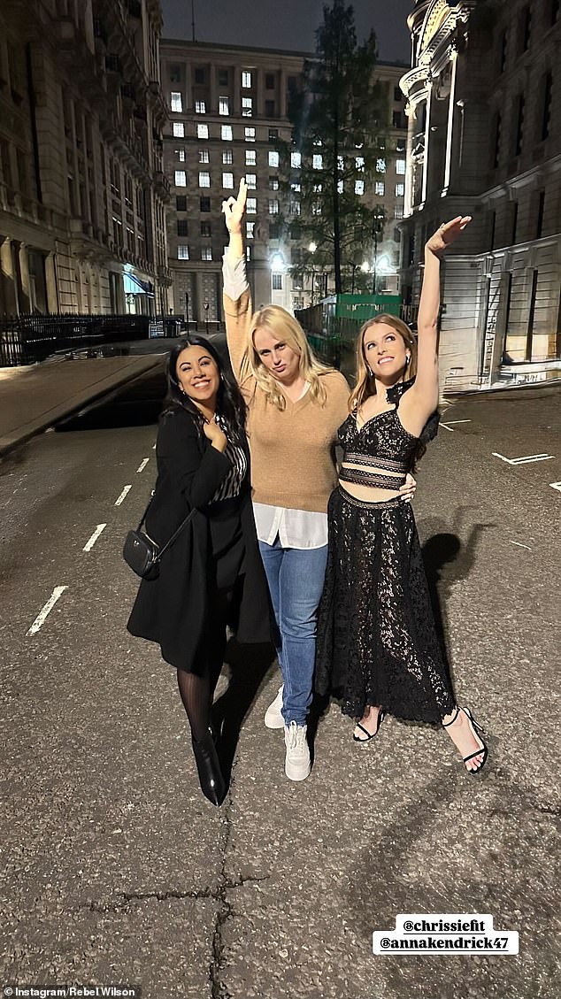 Rebel Wilson has reunited with her Pitch Perfect co-stars Anna Kendrick and Chrissie Fit