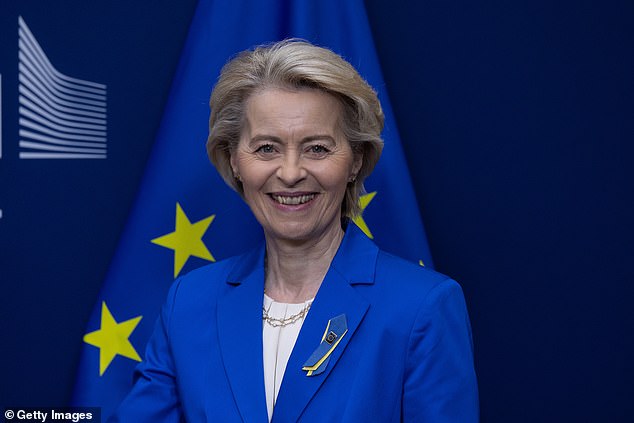 Brussels has made clear that any concessions to Mr Trump in areas such as food standards could jeopardise an agreement. Pictured, commission president Ursula von der Leyen