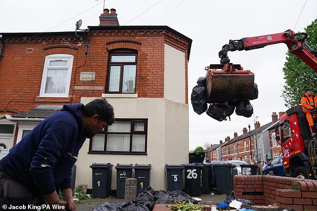 Specialist machinery has been used to help clear the piles of waste from the streets of Birmingham, including today on Poplar Road in the Balsall Heath area