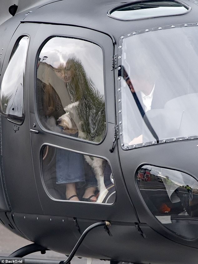 The dogs hopped out of the helicopter too