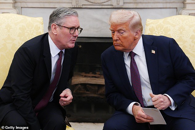 Keir Starmer and Donald Trump pictured together in the White House on February 27