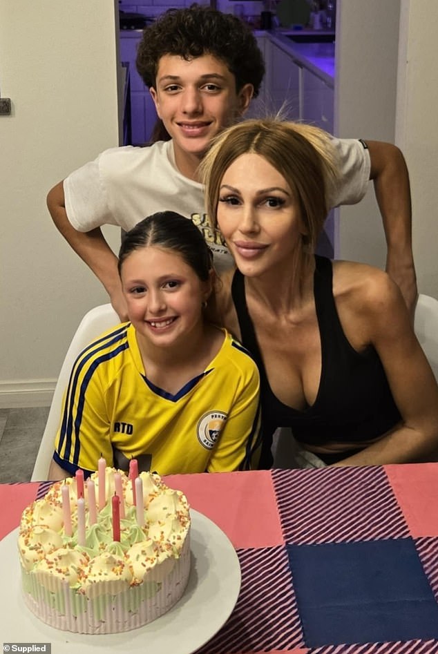 Rosie (right) arranged an in store make-up session for her daughter Lily (left) as a gift for her 9th birthday. They are pictured with Rosie's eldest son, Sebastian, 13