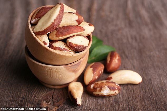 Brazil nuts contain a very high concentration of selenium - about 544micrograms per 1oz portion, which is typically just six nuts.