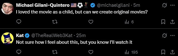 A social media user also typed, 'I loved this movie as a child, but can we create original movies?' and one penned, 'Not sure how I feel about this, but you know I'll watch it'