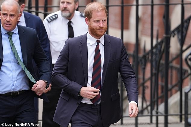 Harry was at the Royal Courts of Justice in London last week for the latest stage of a legal battle with the Home Office over the level of taxpayer-funded personal security he should receive when visiting the UK