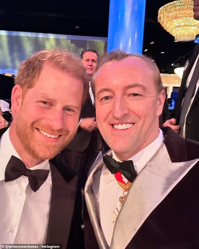 Prince Harry was inducted as a living legend of aviation himself at last year's ceremony (Pictured: Prince Harry at the 2024 awards alongside Prince Mario-Max Schaumburg-Lippe)