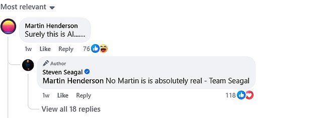 The truce was so unexpected fans even questioned whether the footage was fake or generated by AI, prompting Seagal to reply