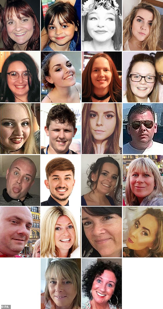The 22 victims of the terror attack during the Ariana Grande concert at the Manchester Arena in May 2017