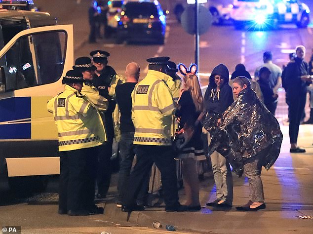 Police at the Manchester Arena following the bombing at the Ariana Grande concert in 2017