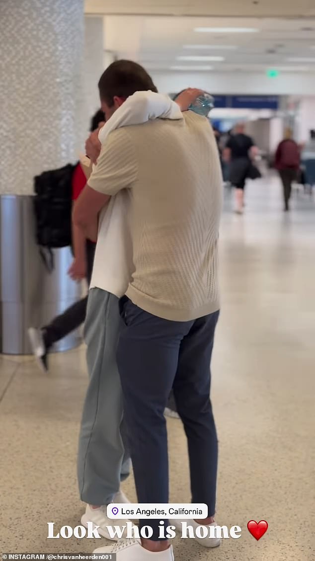 Ksenia Karelina was seen being embraced in the arms of her fiancé, boxer Chris van Heerden, at LAX after previously reuniting in Maryland nine days earlier