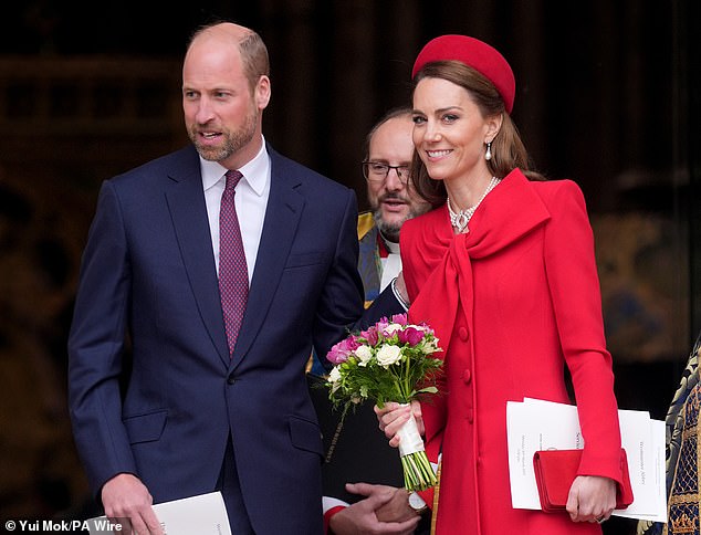The Prince and Princess of Wales will not be at St George's Chapel, Windsor Castle, as they are spending the weekend with their children in Norfolk