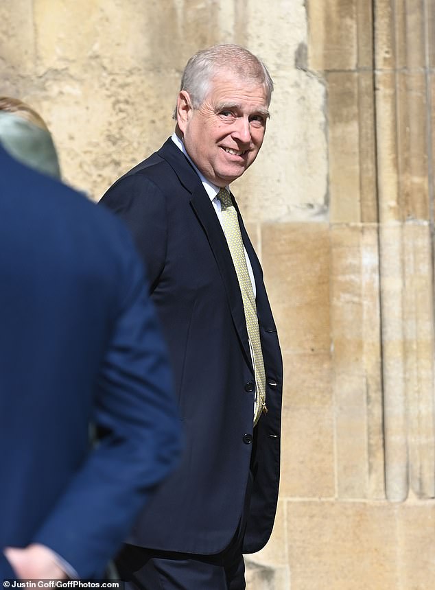 Prince Andrew was in attendance at the Easter Sunday service today alongside other members of the Royal Family