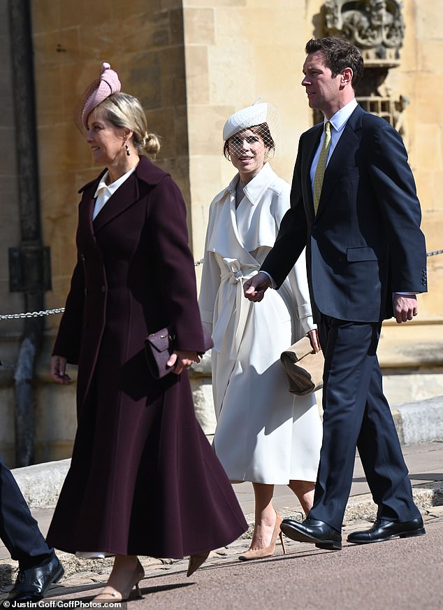 Sarah, Duchess of Edinburgh, wears a stunning plum-coloured coat for the occasion