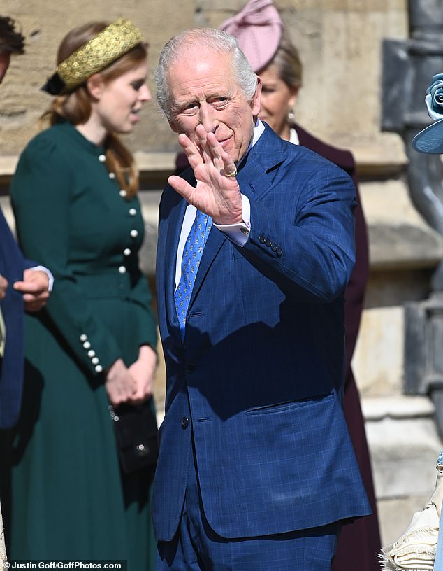 King Charles attends the Easter Mattins Service at St. George's Chapel, Windsor Castle, on Easter Sunday