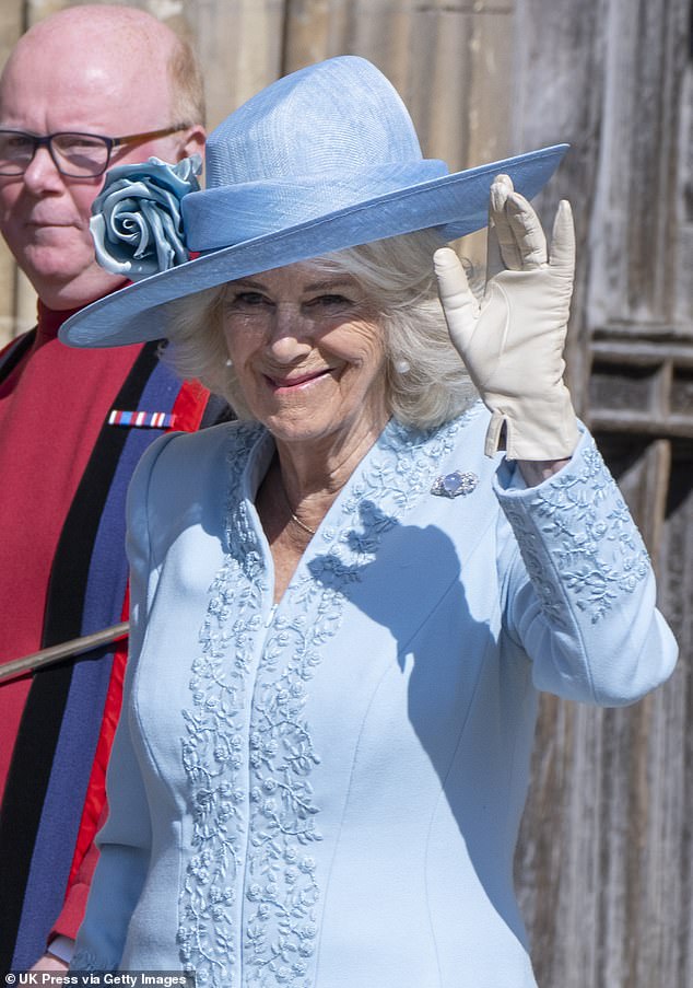 Queen Camilla attends the traditional Easter Sunday Mattins Service on Sunday