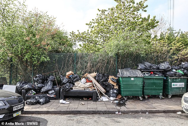 As well as piles of rubbish bags, flytipping has also been seen across parts of the city