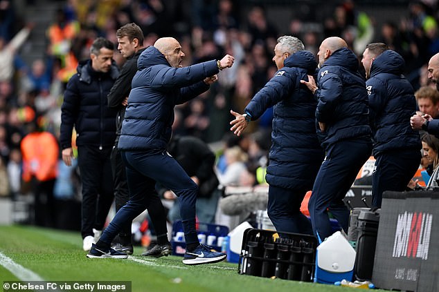 Maresca received his third yellow card of the season as he celebrated Pedro Neto's winner