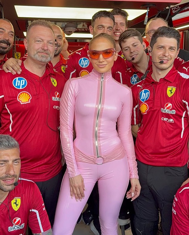 Jennifer Lopez turned heads as she posed for a picture with Ferrari at the Saudi Arabian GP