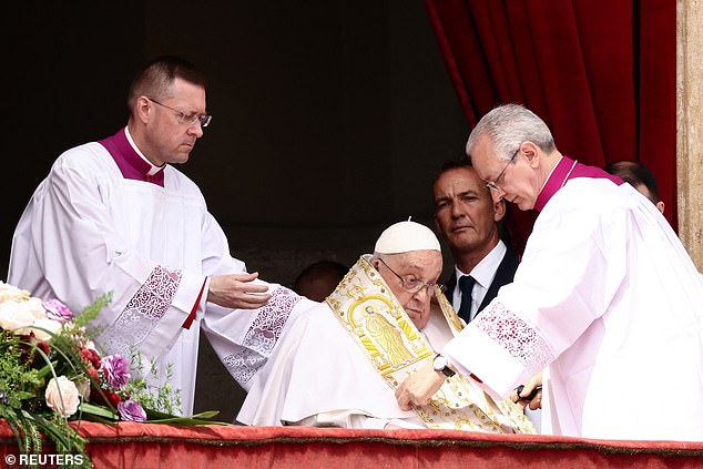 Pope Francis appears on a balcony on the day the "Urbi et Orbi" (to the city and to the world) message is delivered, at St. Peter's Square, on Easter Sunday, in the Vatican, April 20, 2025