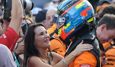 Oscar Piastri's mum, Nicole, (pictured left, alongside her son) says she wishes her son was more risk-averse when looking to challenge Max Verstappen