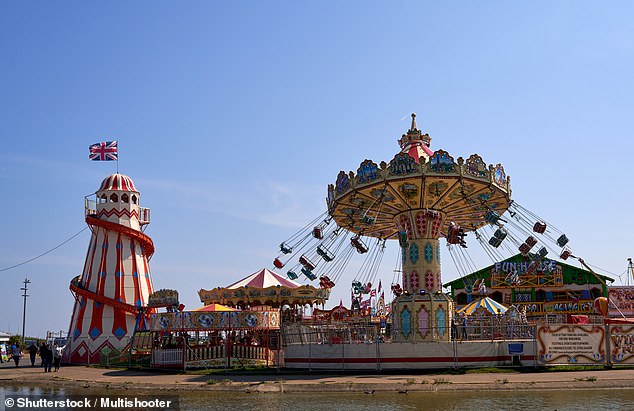 Pictured: Fair ground rides on a sea front in Skegness in 2022