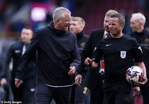 Blades manager Chris Wilder (left) hit out at their hosts following a defeat which ended his own side’s chances of automatic promotion