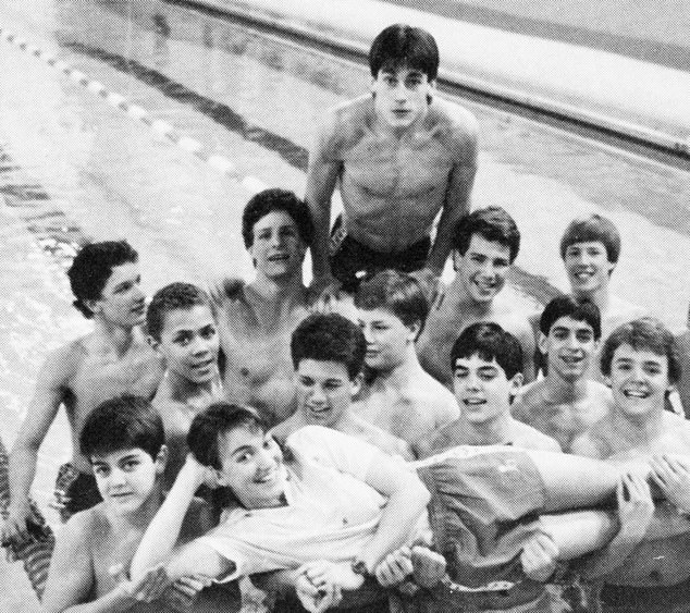Jon Hamm, pictured in the back row, was identified as a ringleader and arrested in 1993 but an assault charge was dismissed