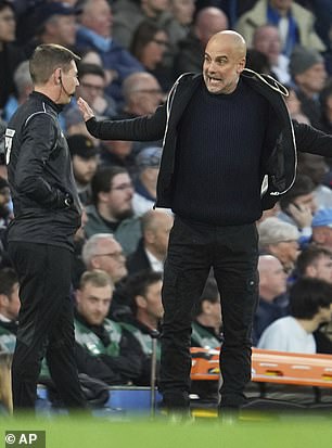 Guardiola remonstrated with the call as replays were shown inside the Etihad after VAR review