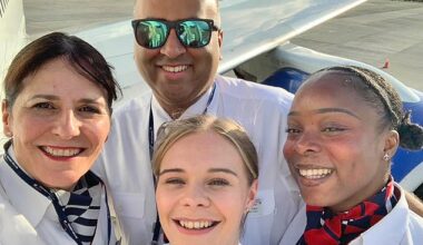 British Airways flight attendant Irfan Ali Mirza, 45, (back row, second from left) was found dead in his hotel room during an American stopover. Pictured on a trip last August