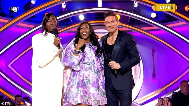 Exiting the house, Angellica said she felt 'amazing' as she was greeted by cheers and was left in shock after hosts AJ Odudu and Will Best told her two more housemates would soon follow her out the door