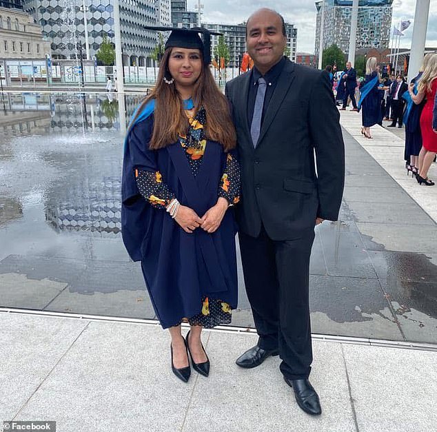 Mirza with his wife Jai Mirza, mother of his three young children