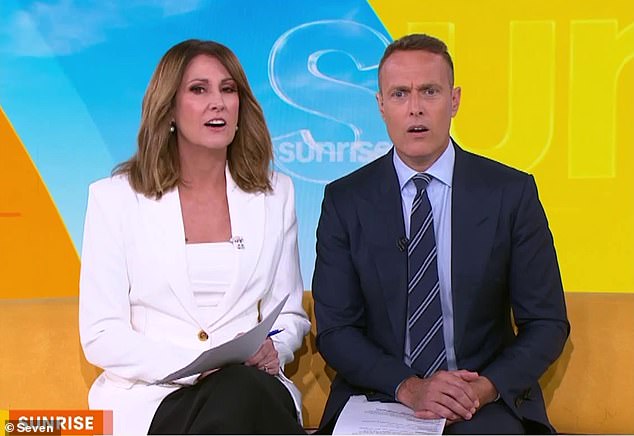 Mr McGrane's most recent role at Seven was supervising producer of Sunrise from 2018 (pictured Sunrise hosts Natalie Barr and Matt Shirvington)