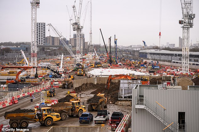 Construction work taking place at the site of the Old Oak Common station in January last year