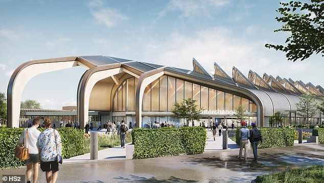 An artist's impression of the new Birmingham Interchange station near Birmingham Airport