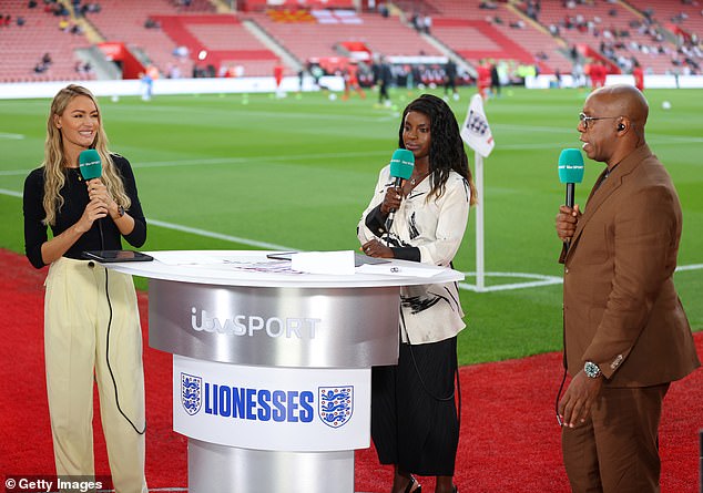 Laura Woods (left), Aluko (right) and Wright work together for the Women's World Cup qualifier between England and North Macedonia back in 2001
