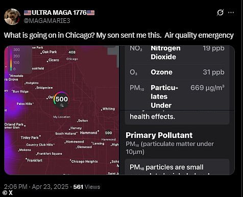 Social media users on X shared disturbing images of what appeared to be an air quality emergency in Chicago Wednesday afternoon