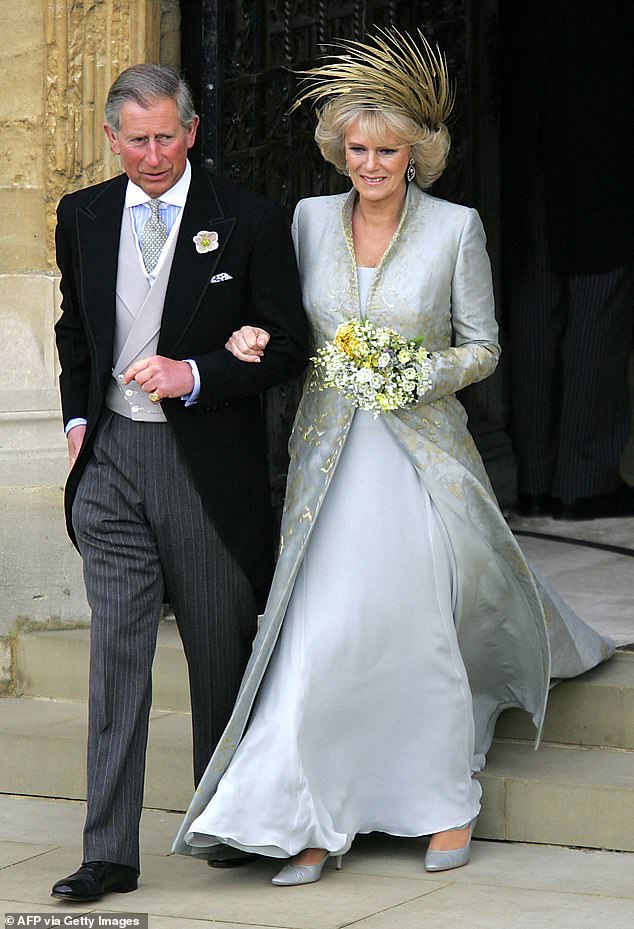 Princess Anne's revelation comes after Camilla gave a sweet nod to her marriage to Charles 20 years ago (pictured), re-wearing the dress from their civil ceremony while visiting the Italian parliament